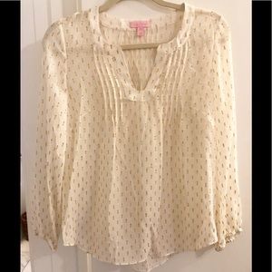 Lilly Pulitzer White and Gold Tunic Blouse
